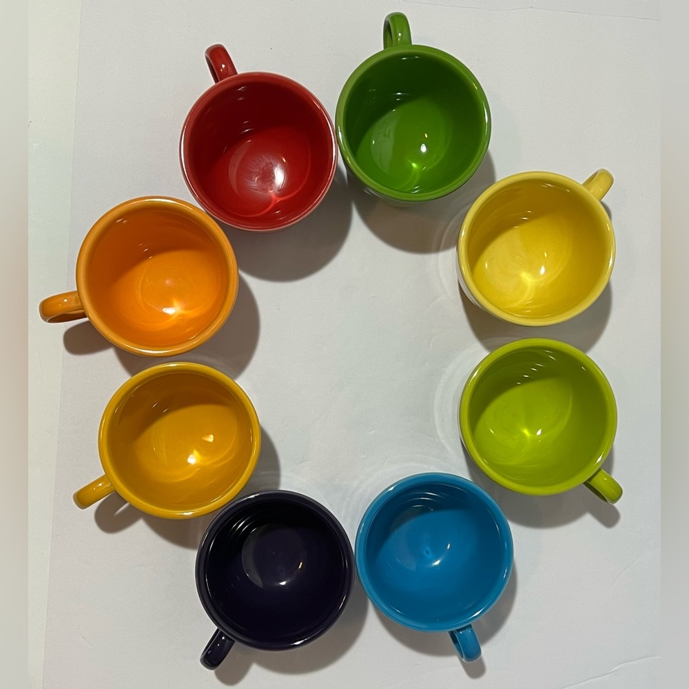 Fiesta Colorful Teacup Mini Coffee Mugs Set of 8.  Bright colors and super cute. - Picture 2 of 14